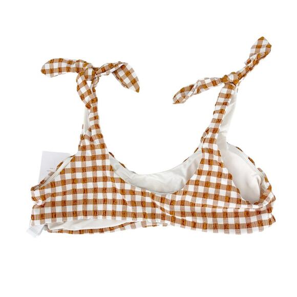 Andie Swim The Mandalay Bikini Top Gingham Brown White Medium NWT - Picture 6 of 6
